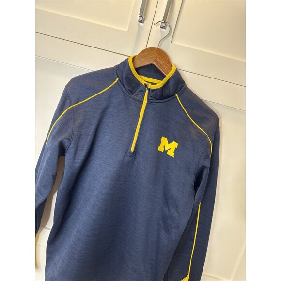 Colosseum University Michigan Wolverines 1/4 Zip Shirt Top Mens Medium Blue - Picture 2 of 9